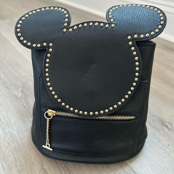 DISNEY 90th Anniversary DANIELE GOLD COLLECTION Blk pebbled leather bkpk main image 7